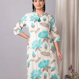 Aramya Floral Printed Mandarin Collar Straight Kurta-picture-35