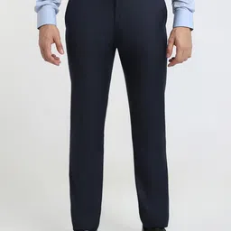 Raymond Men Self Design Striped Regular Fit Mid-Rise Formal Trousers-picture-22