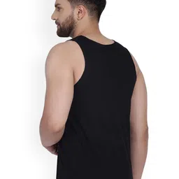 SLOWLORIS Pack Of 2 Printed Combed Cotton Gym Vests VSL26 CMB(PLAIN BLACK)(LOUD BLACKGREY) image 2