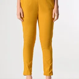 MAURYA Women Mustard SolidRelaxed Trousers-picture-25