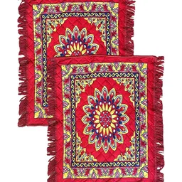 vstucart 2-Pieces Red Floral Printed Velvet Prayer Mat-picture-38