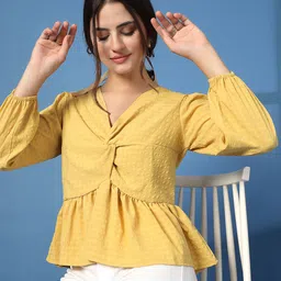 BEING NAUGHTY Bishop Sleeves Empire Crop Top-image-89