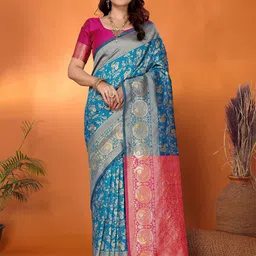 FABMORA Woven Design Zari Silk Blend Kanjeevaram Saree-picture-16