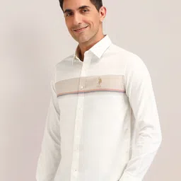 U.S. Polo Assn. Men Classic Spread Collar Horizontal Striped Cotton Casual Shirt image 2