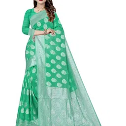 Florence Woven Design Zari Pure Cotton Banarasi Saree-image-28