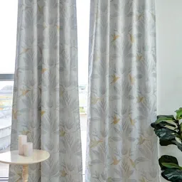 Tranquebar Home Silver-Toned & Brown Floral Black Out Window Curtain-image-57