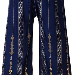 lasafiya Pack of 2 Women Regular Fit Blue, Maroon Viscose Rayon Trousers image 4