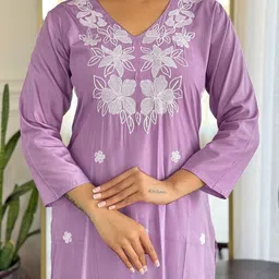 URMIR FASHION Women Floral Embroidered Regular Thread Work Kurta with Trousers & With Dupatta image 5