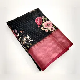 J 6 DESIGNER Women Floral Printed Zari Block Print Saree image 2