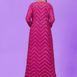 PARROT CREATION Geometric Embroidered Georgette Crop Top With Skirt & Shrug image 2