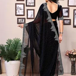 ANJANI TEXTILE Embellished Beads and Stones Tissue Heavy Work Saree image 2
