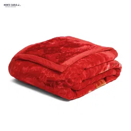 Monte Carlo Maroon Floral Heavy Winter Double Bed Blanket 890 GSM image 4