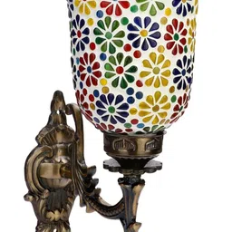 1ST TIME Multicoloured & White Printed Metal Frustum Shaped Wall Lamp image 5