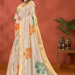 AdoreeStitch Floral Silk Blend Mysore Silk Saree-picture-25