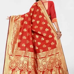 SANISA Woven Design Zari Silk Blend Handloom Banarasi Saree image 2