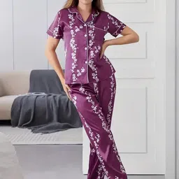 NIJANAND TEXTILE Floral Printed Shirt With Pyjamas-picture-22