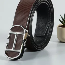 The Roadster Lifestyle Co. Men Textured Leather Reversible Belts-picture-26