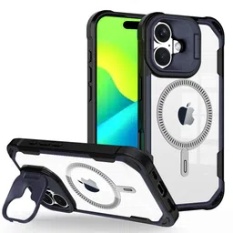 Luxury Kase LK164 Solid iPhone 16 Plus Invisible Stand Transparent Magnetic Back Case-picture-33