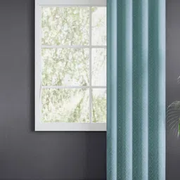 haus & kinder Mist Lattice Blue & White Printed Jacquard Room Darkening Door Curtain-picture-16