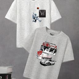 BAESD Boys Pack of 2 Graphic Printed Round Neck T-shirts-picture-42