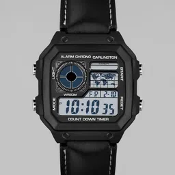 CARLINGTON Men Dial & Leather Straps Digital Multi Function Watch Endurance 9079 Black Belt1-image-78