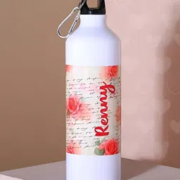 fnp White & Red Aluminium Typography Printed Water Bottle 650 ml image 2