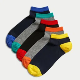 Marks & Spencer Men Pack Of 5 Colourblocked Ankle-Length Socks image 1