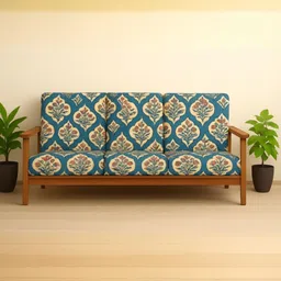 STITCHNEST Blue Printed 6 Piece Printed Lycra Sofa Cover-image-21