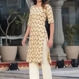 SZN Women Ethnic Motifs Printed Regular Kurta with Trousers image 4