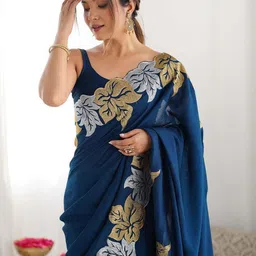 IndianRang Zari Pure Chiffon Saree image 5