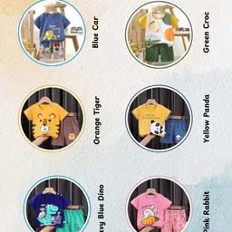 Sun & Shine Unisex Kids Yellow And Blue Panda Printed Top with Shorts image 2