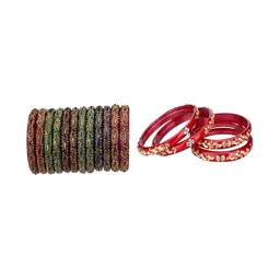 SOMIL Set Of 16 Stone-Studded Bangles-image-33