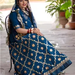 ANJANI TEXTILE Embroidered Zari Semi-Stitched Lehenga & Unstitched Blouse With Dupatta-picture-48