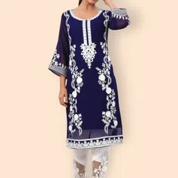 snizvi Women Ethnic Motifs Embroidered Regular Thread Work Kurta with Trousers-picture-17