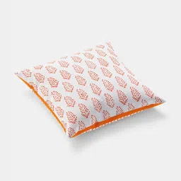 Myntra Elegant Homes Orange & White Set of 5 Ethnic Motifs Square Cushion Covers image 5