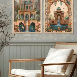 Kotart Pack Of 2 Brown & Cream-Coloured Wood Abstract Wall Paintings image 4