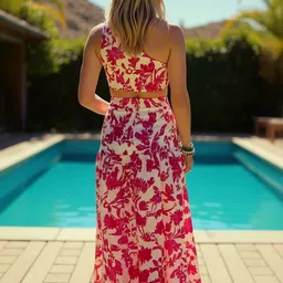 ZYNG Printed One Shoulder Top With Skirt Co-Ords image 5