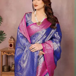 SILKWEAR Ethnic Motifs Zari Woven Design Kanjeevaram Saree image 4