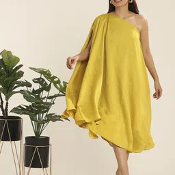 the blessed wardrobe THE BLESSED WARDROBEWomen Solid One Shoulder Neck Sleeveless Maxi Dress-picture-21