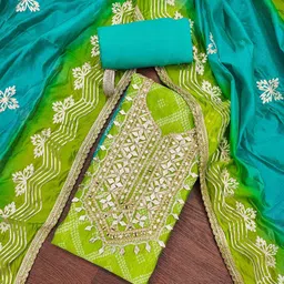 Maroosh Bandhani Printed Gotta Patti Unstitched Dress Material-picture-15