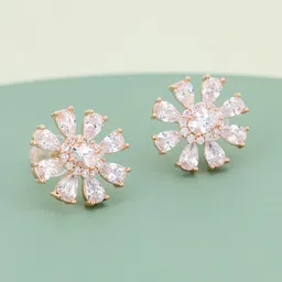 Kushal's Fashion Jewellery Gold-Plated Classic Zircon Studded Studs-picture-15