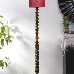 Devansh Brown & Maroon Wooden Floor Lamp image 3