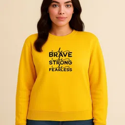 Anikmart Women Typography Printed Round Neck Long Sleeves Ribbed Hemline Sweatshirt-picture-35