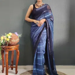 DIVASTRI Striped Zari Pure Chiffon Ready to Wear Saree-picture-30