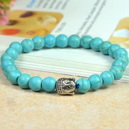 Divine souvenirs Unisex Turquoise Beaded Elasticated Bracelet image 2