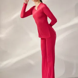 PANIT Ribbed Fitted Top with Trousers Co-Ords image 3