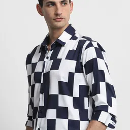 Mufti Men Slim Fit Geometric Printed Spread Collar Casual Shirt image 3