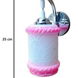 1ST TIME Pink & White Textured Metal Traditional Cylinder Shaped Wall Lamp image 2