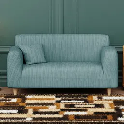 Myntra Elegant Homes Blue Striped Polyester 1 Piece Sofa Cover With Arms-picture-36