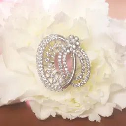 manuvi jewels INTERSTELLAR Women Silver-Plated American Diamond Finger Ring image 5